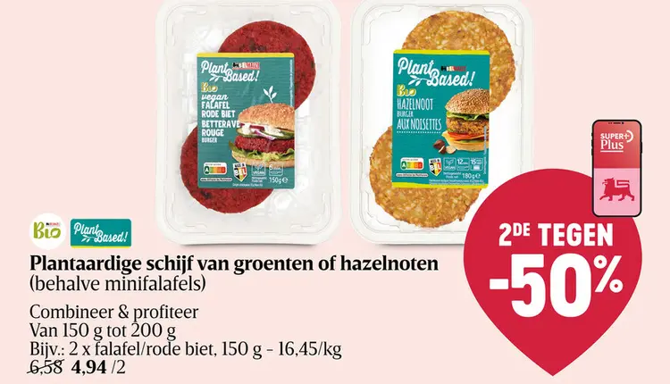 Promotie: Plantaardige schijf van groenten of hazelnoten