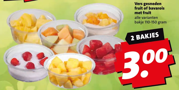 Aanbieding: Vers gesneden fruit of bavarois met fruit