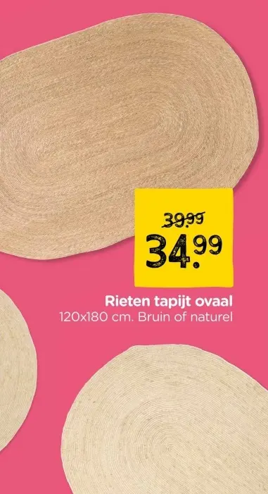 Aanbieding: Rieten tapijt ovaal