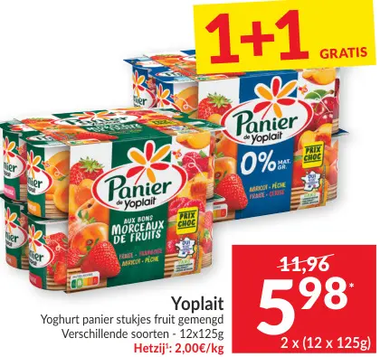 Promotie: Yoghurt panier stukjes fruit gemengd