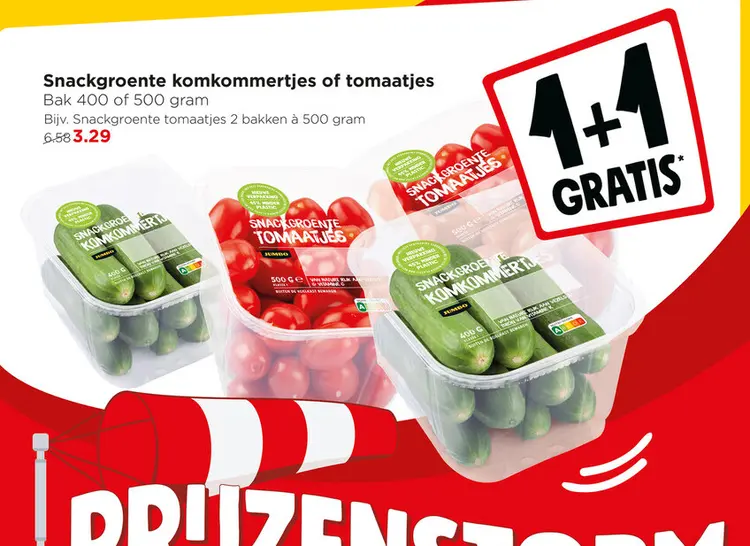 Aanbieding: Snackgroente komkommertjes of tomaatjes