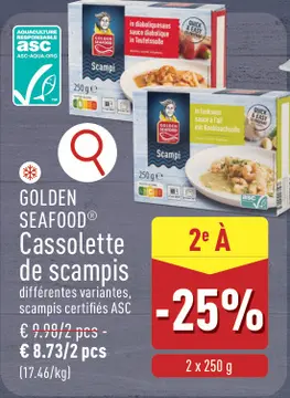 Offre: GOLDEN SEAFOOD® Cassolette de scampis