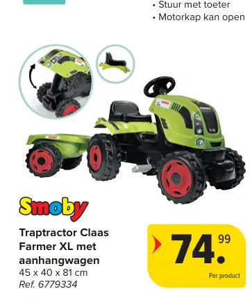 Promotie: Traptractor Claas Farmer XL met aanhangwagen
