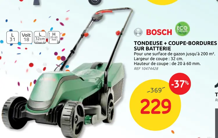 Offre: Tondeuse + coupe-bordures sur batterie