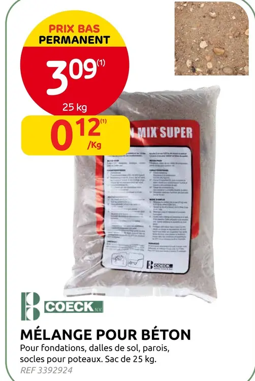 Offre: Mélange pour béton