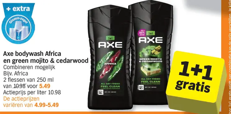 Aanbieding: Axe bodywash Africa en green mojito & cedarwood