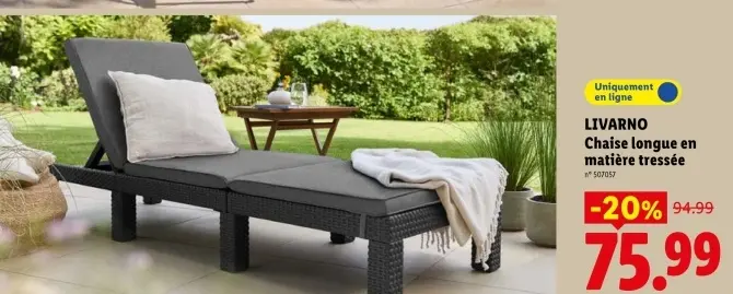 Offre: Chaise longue en matière tressée
