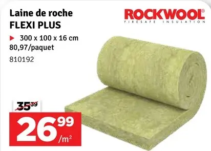Offre: Laine de roche FLEXI PLUS