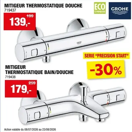 Offre: GROHE Precision Start mitigeur thermostatique baignoire et douche