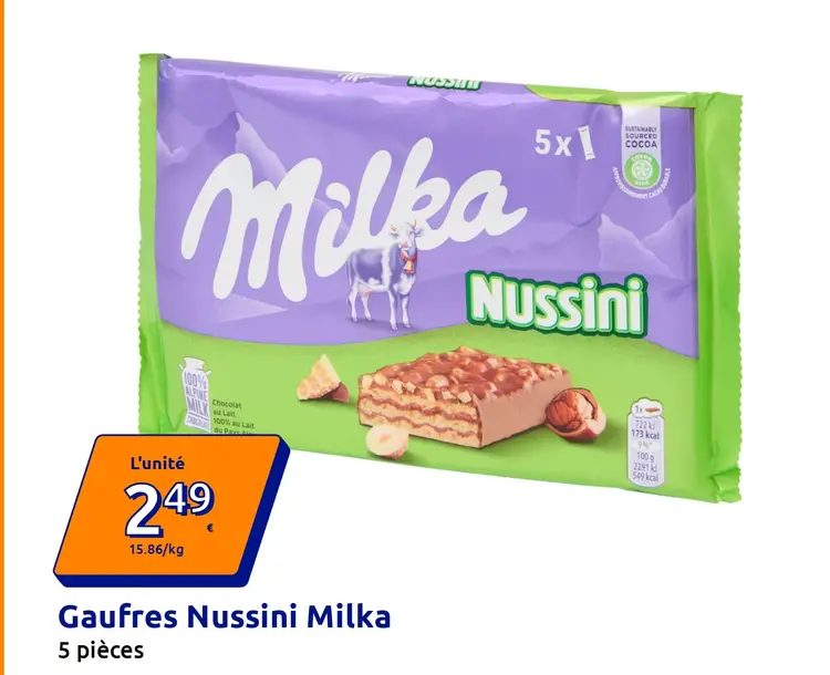 Offre: Gaufres Nussini Milka