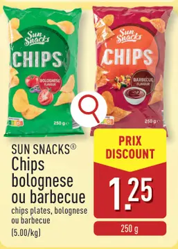 Offre: SUN SNACKS® Chips bolognese ou barbecue