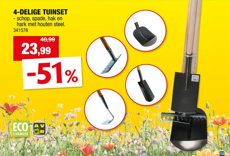 Promotie: AVR set tuingereedschap + steel 4 stuks