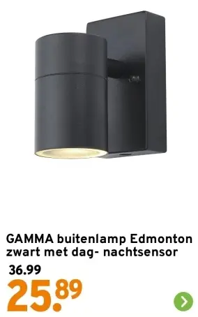 Aanbieding: Buitenlamp Edmonton zwart met dag- nachtsensor