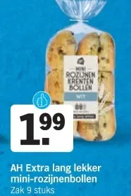 Aanbieding: AH Extra lang lekker mini-rozijnenbollen