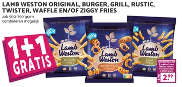 Aanbieding: Lamb weston original, burger, grill, rustic, twister, waffle en/of ziggy fries