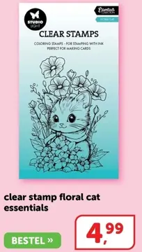 Aanbieding: clear stamp floral cat essentials