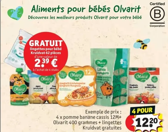 Offre: Aliments pour bébés Olvarit