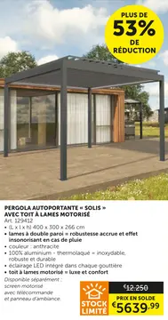 Offre: Pergola autoportante « SOLIS » avec toit à la