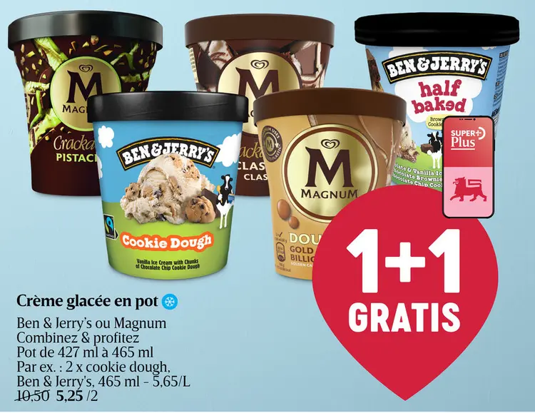 Offre: Crème glacée en pot