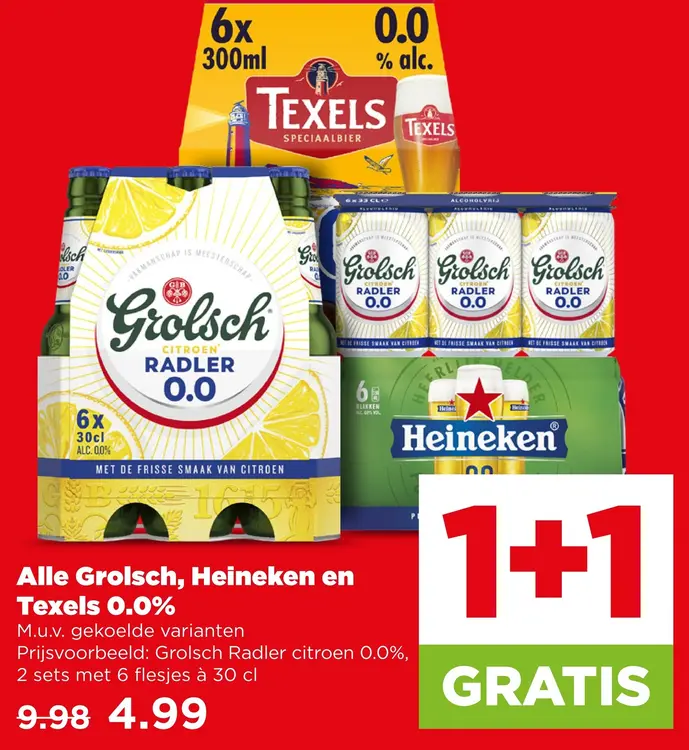 Aanbieding: Alle Grolsch, Heineken en Texels 0.0%