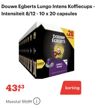 Aanbieding: Douwe Egberts Lungo Intens Koffiecups