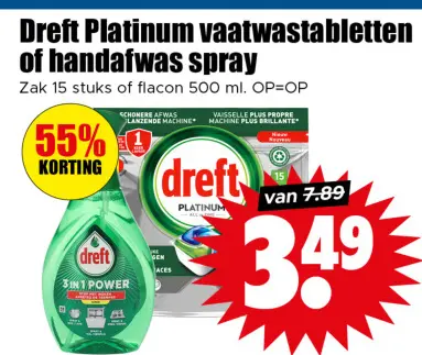 Aanbieding: Platinum vaatwastabletten of handafwas spray