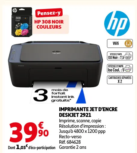 Offre: Imprimante jet d'encre deskjet 2921