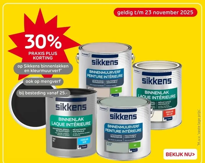 Aanbieding: Sikkens binnenlakken en kleurmuurverf