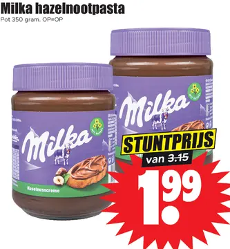 Aanbieding: Milka hazelnootpasta