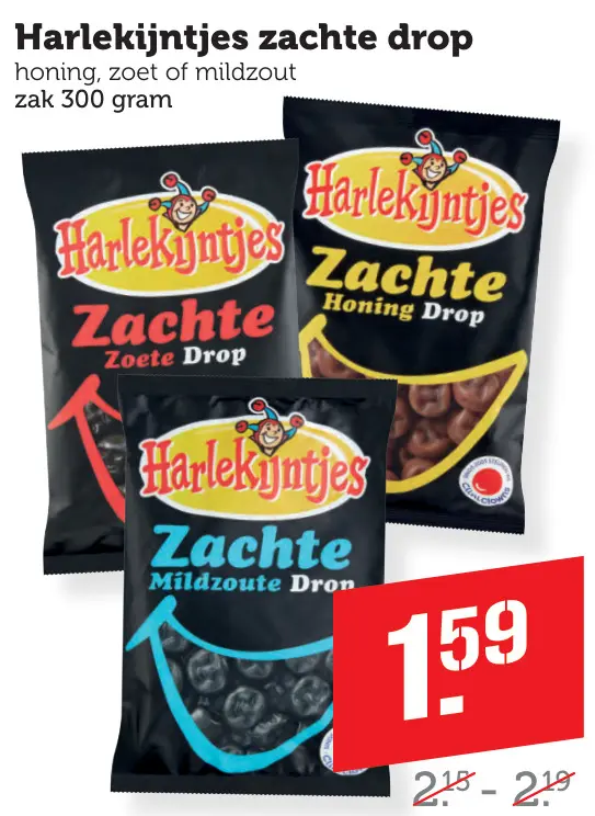 Aanbieding: Harlekijntjes zachte drop