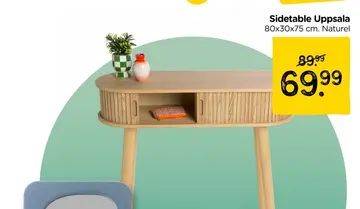 Aanbieding: Sidetable Uppsala - naturel - 80x75x30 cm