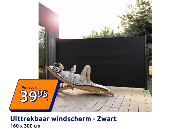 Promotie: Uittrekbaar windscherm - Zwart