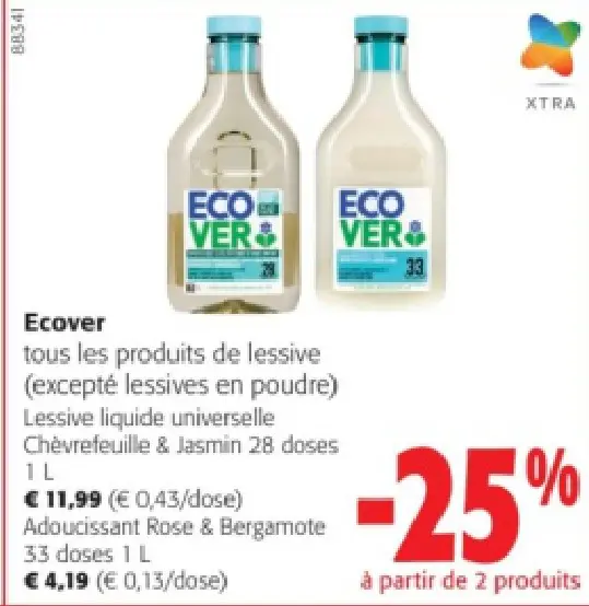 Offre: Ecover tous les produits de lessive (excepté