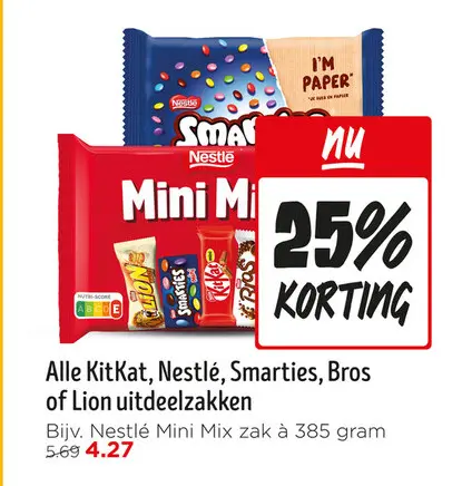 Aanbieding: KitKat, Nestlé, Smarties, Bros of Lion uitdeelzakken