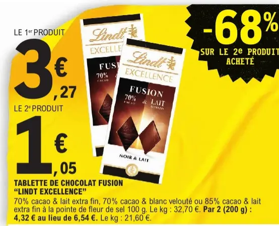 Promotie: Tablette de chocolat fusion "Lindt excellence