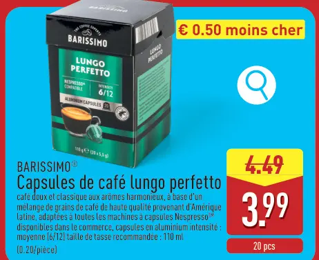 Offre: Capsules de café lungo perfetto