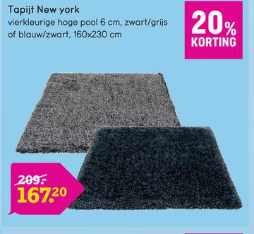 Aanbieding: Tapijt New York - zwart/grijs - 160x230 cm