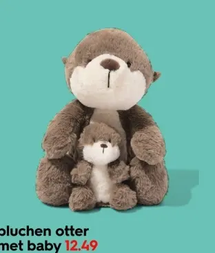 Aanbieding: pluchen otter met baby