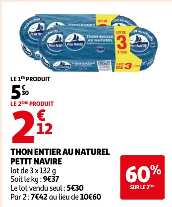 Promotie: Thon entier au naturel