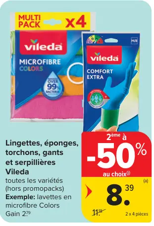 Aanbieding: Lingettes, éponges, torchons, gants et serpillieres 