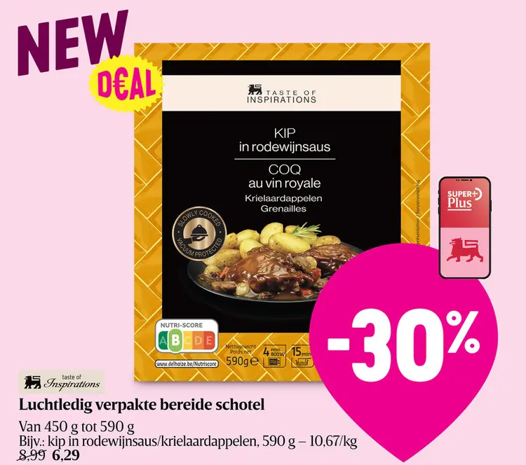 Promotie: Luchtledig verpakte bereide schotel