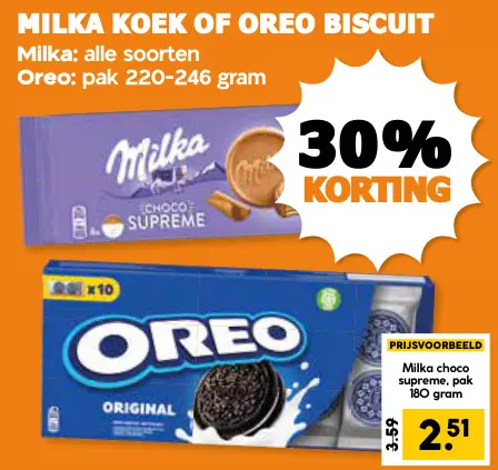 Aanbieding: Milka Koek of Oreo Biscuit