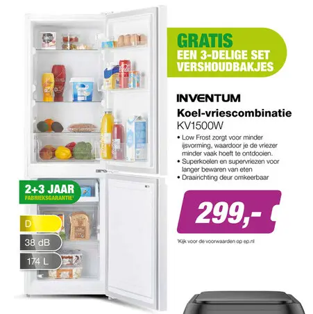 Aanbieding: Koel-vriescombinatie KV1500W