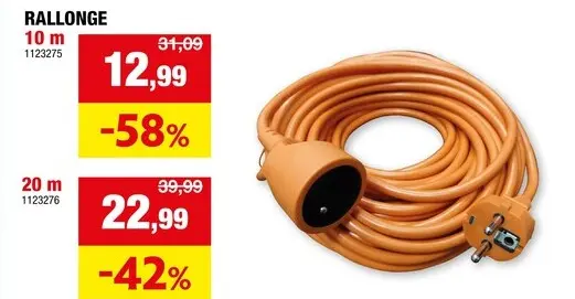 Offre: Rallonge 20m orange 3G 1,5mm131