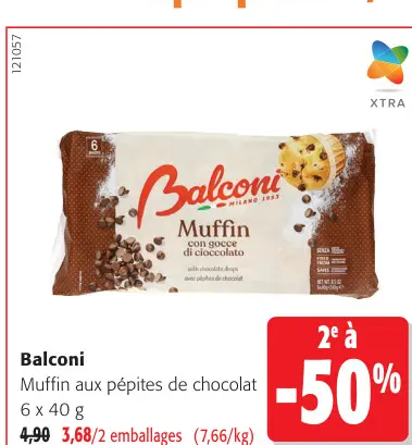 Offre: Muffin aux pépites de chocolat