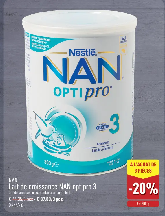Offre: Lait de croissance NAN optipro 3