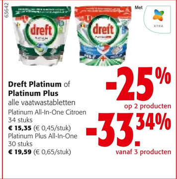 Aanbieding: Dreft Platinum vaatwastabletten Platinum All-