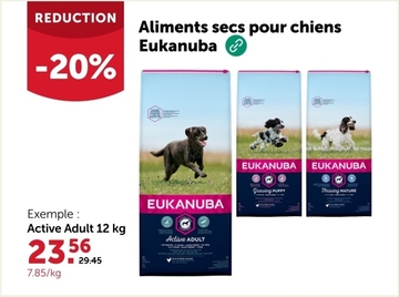 Offre: Aliments secs pour chiens Eukanuba Active Adulte