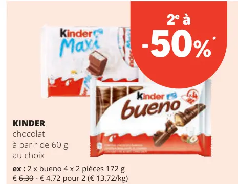 Offre: Kinder chocolat