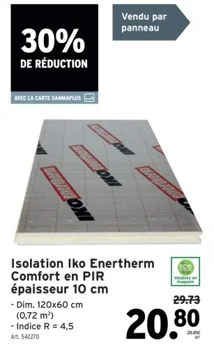 Offre: Isolation Iko Enertherm Comfort en PIR